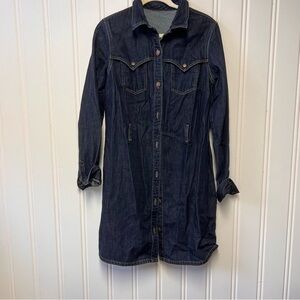 Wrangler Denim Shirt Dress Western Button Front Belted – Size Small
